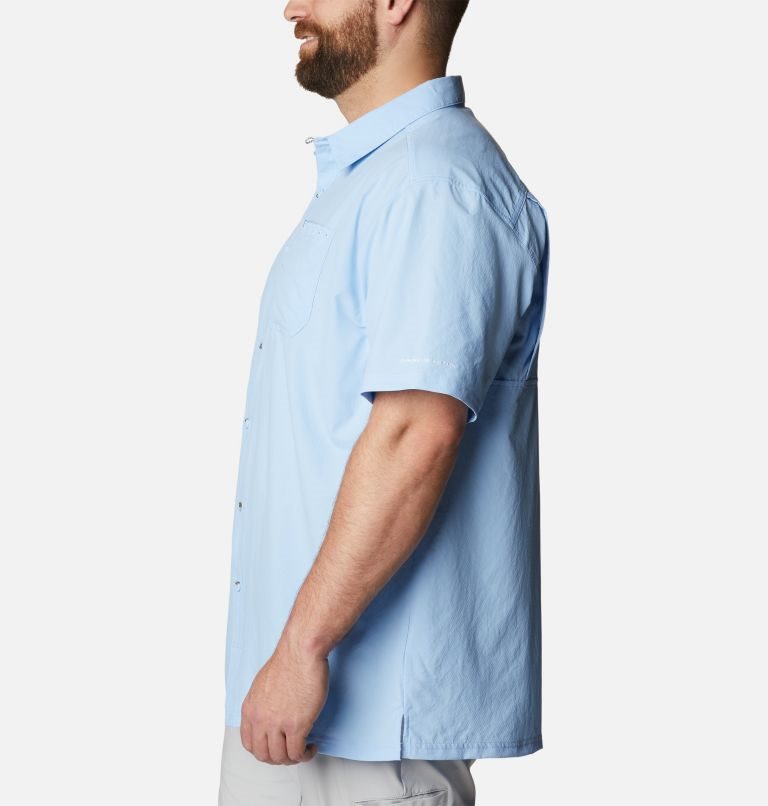 Men's Columbia PFG Slack Tide Camp Shirts Light Blue | Plus Size CA-H531C